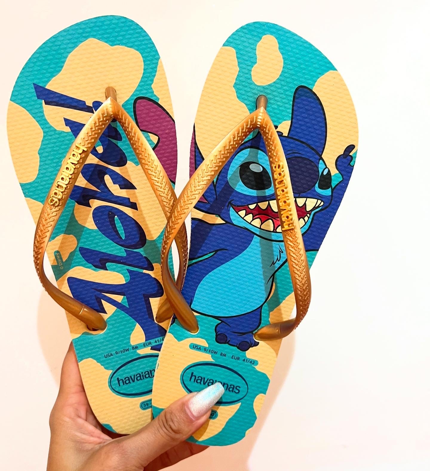 Havaianas Slim Stitch Aloha Blue Gold + Bijou