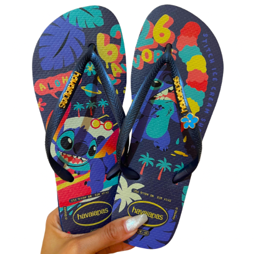 Havaianas Slim Stitch Blue + Bijou
