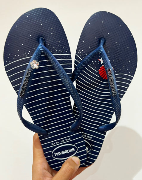 Havaianas Slim Nautical Blue + Bijou Crystal