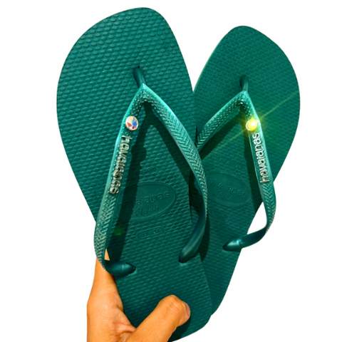 Havaianas Slim Emeraude + 2 Crystal Swarovski Irisés