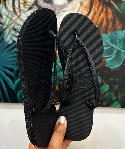 Havaianas Slim Noir Semelle Glitter