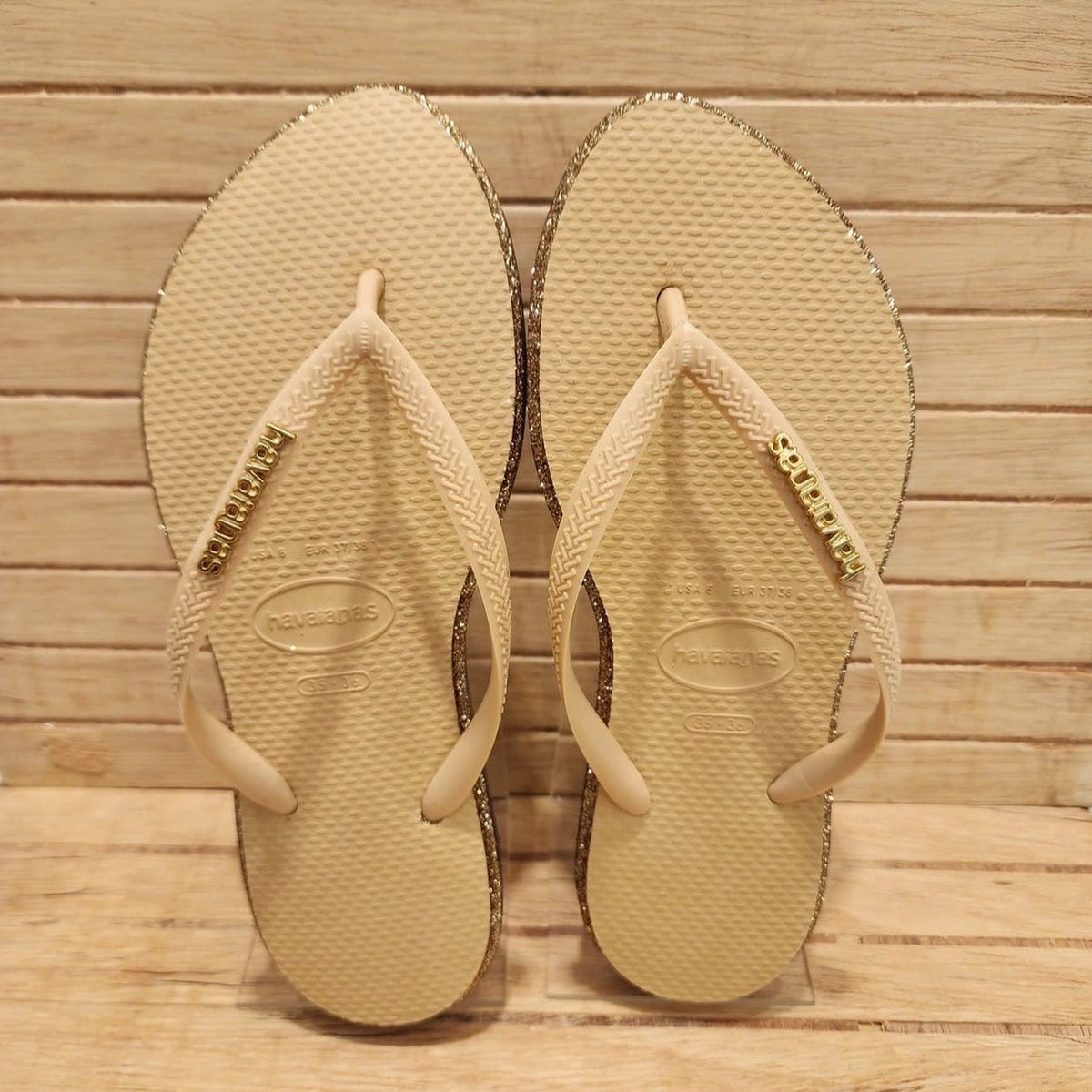 Havaianas point glitter gold