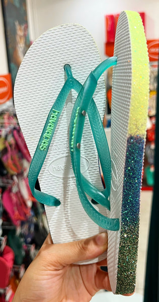 Havaianas Slim Logo met Verde Semelle Glitter D