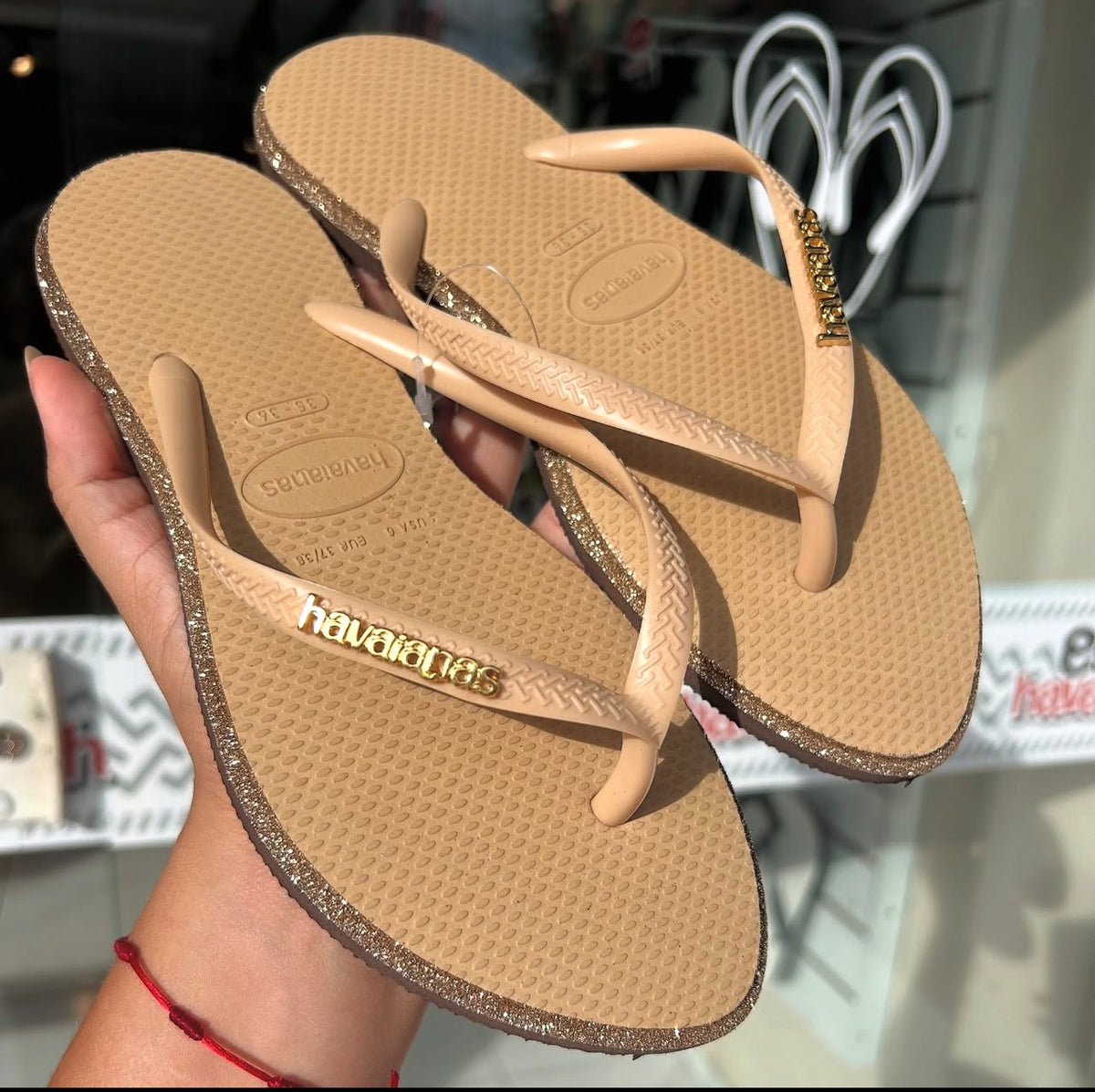 Havaianas point glitter gold