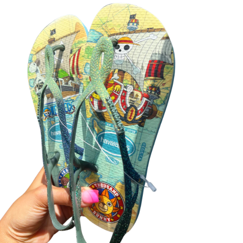 Havaianas Luna Glitter One piece Verde avec Bijou