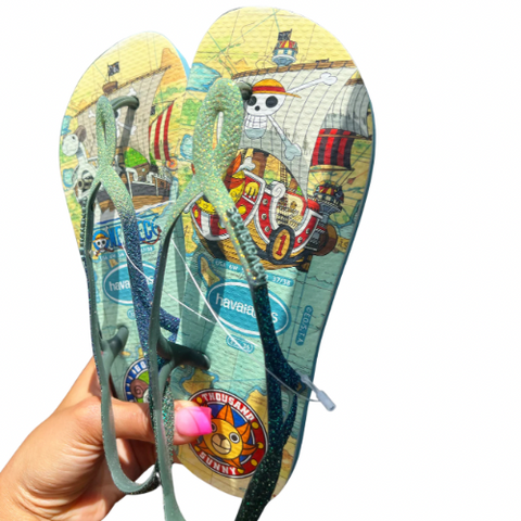 Havaianas Luna Glitter One piece Verde avec Bijou