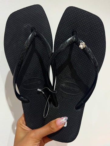 Havaianas Slim Square Black + 1 Crystal