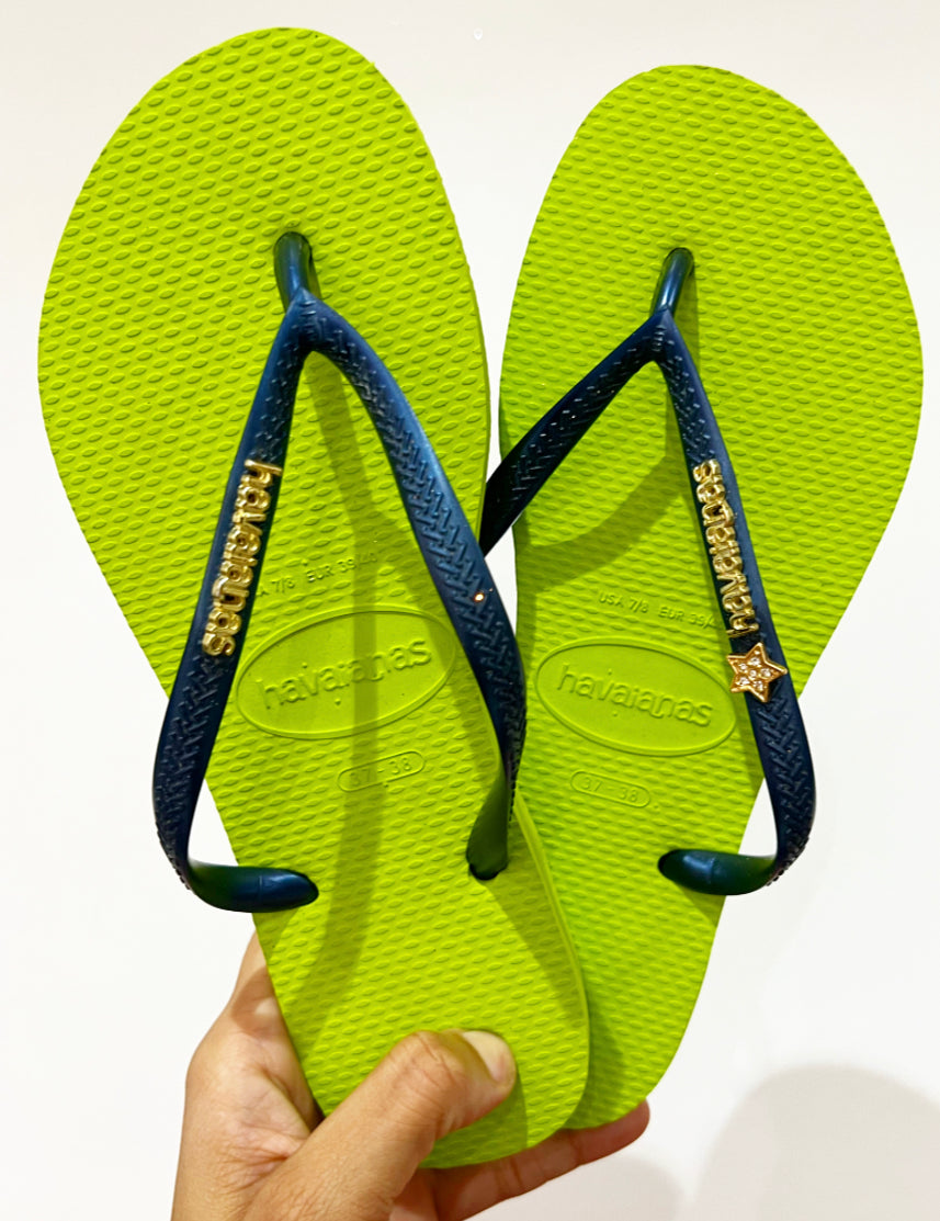 Havaianas Slim Néon Blue + Bijou étoile