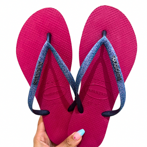 Havaianas Slim Glitter Rosa Blue