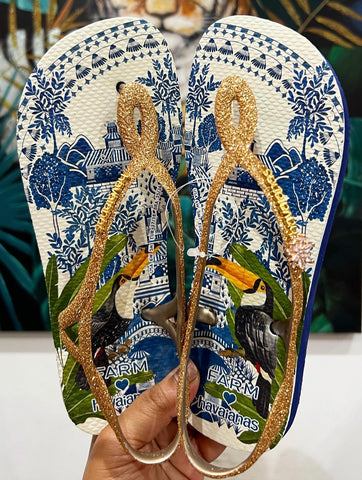 Havaianas Luna Glitter Farm Toucan Gold