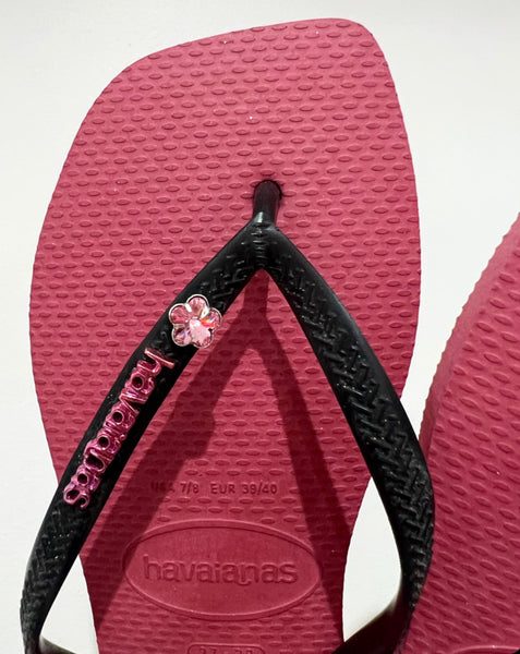 Havaianas Slim Logo Met Rosa Dark + Bijou Crystal