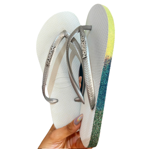 Havaianas Slim Logo met Cinza Semelle Glitter D