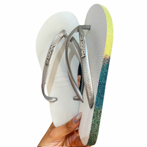Havaianas Slim Logo met Cinza Semelle Glitter D