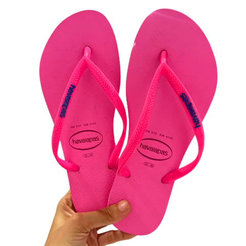 Havaianas Slim Logo Rosa Blue