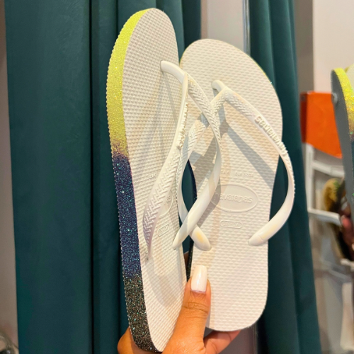 Havaianas Slim Verde Glitter Branca