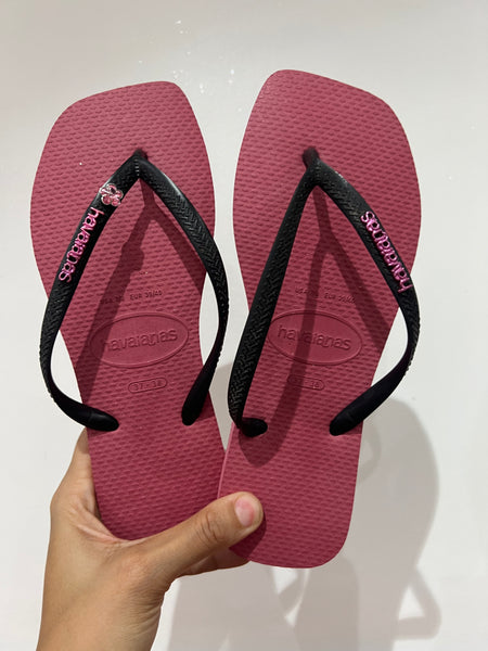 Havaianas Slim Logo Met Rosa Dark + Bijou Crystal