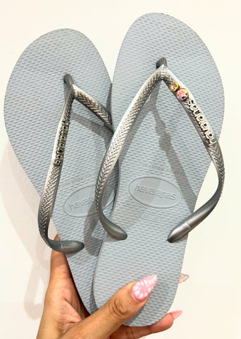 Havaianas Slim Logo Met Grey + 2 Swarovski Dégradé