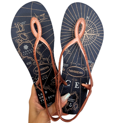 Havaianas Luna Nautical Blue Rose Gold