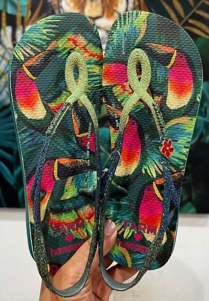 Havaianas Luna Farm Glitter Toucan Verde