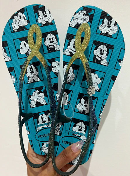 Havaianas Luna Glitter Mickey Verde Blue