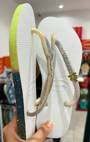 Havaianas Slim Glitter Verde Grey + Bijou