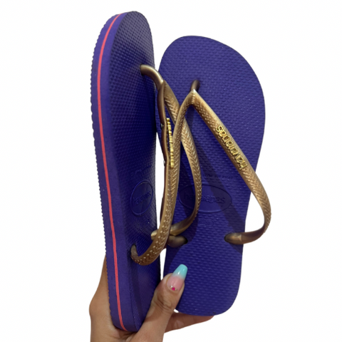 Havaianas Slim Logo Met Classy Roxo Gold