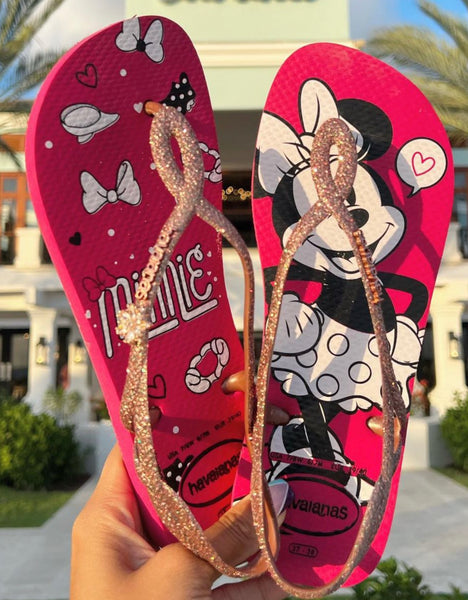 Havaianas Luna Glitter Minnie Rosa + bijou