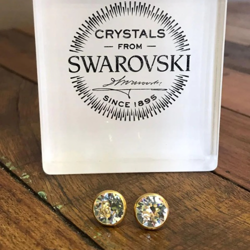 Crystal Swarovski Bijou Blanc Contour Doré Taille G