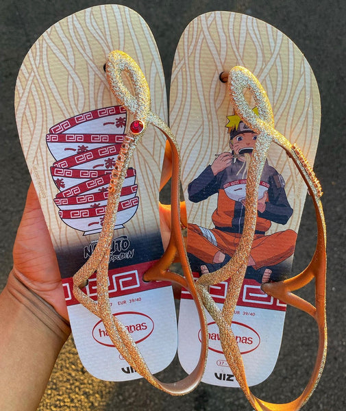 Havaianas Luna Naruto Ramen Gold + Crystal Swarovski