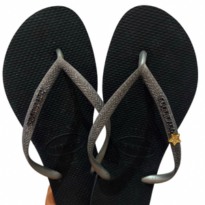 Havaianas Slim Glitter Grey Black + Bijou Etoile