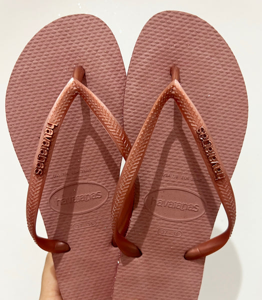 Havaianas Slim Logo Met Rosa Semelle Glitter