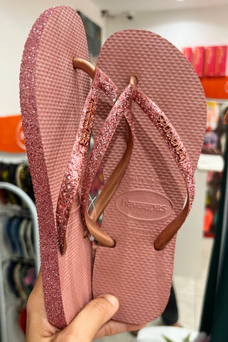 Havaianas Slim Glitter Strass Rosa