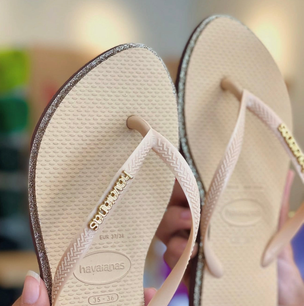 Havaianas point glitter gold