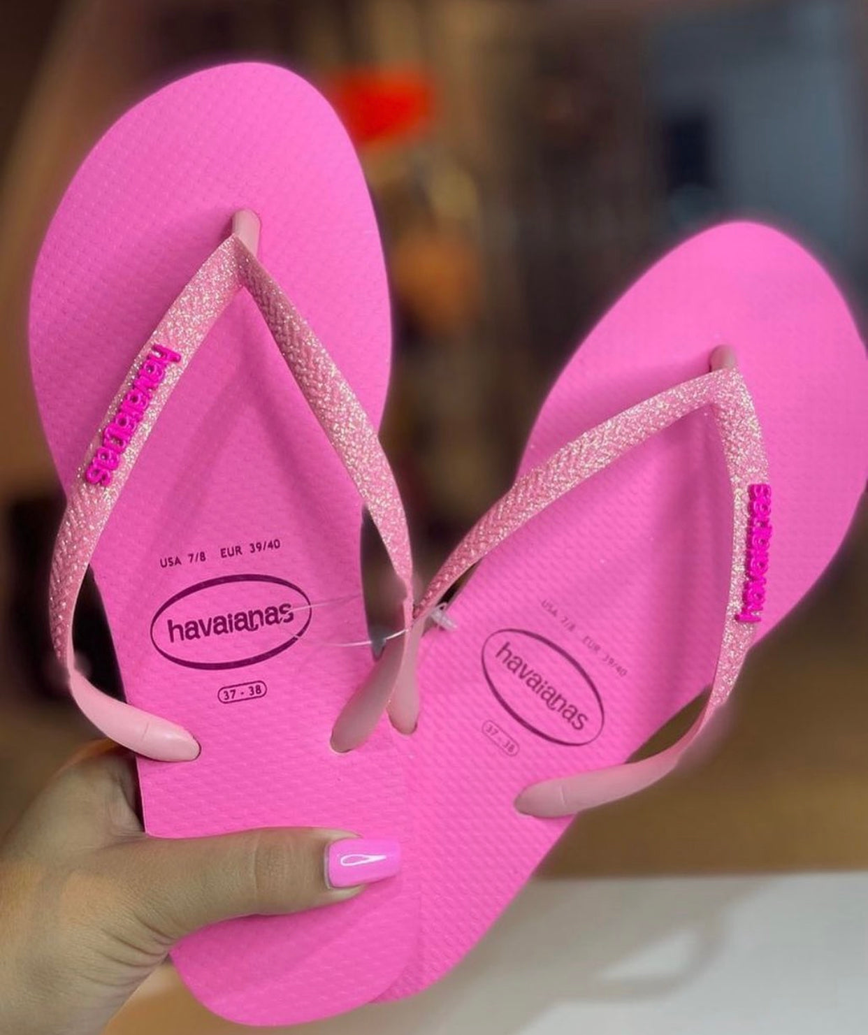 Havaianas Slim Néon Glitter Rosa 2022